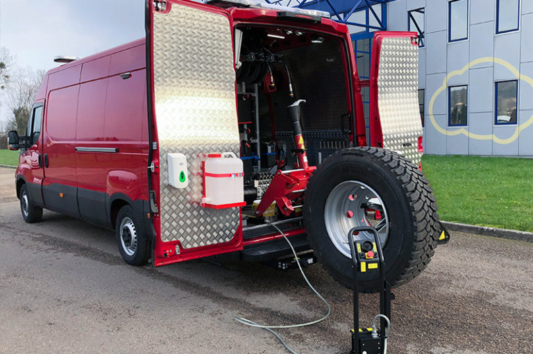 Van fitted out for mobile HGV tyre service