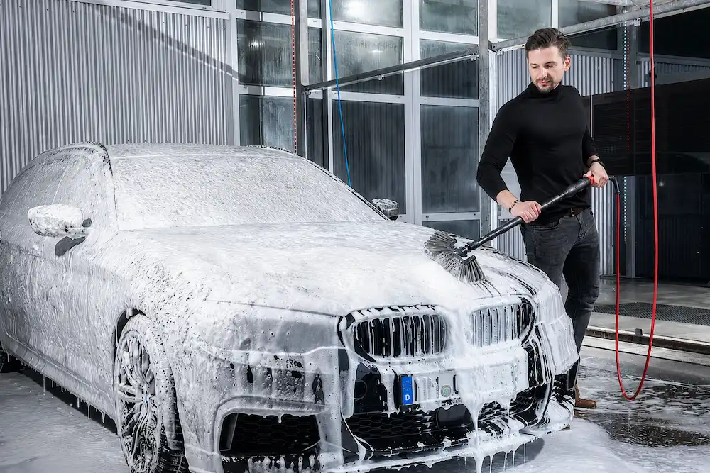 Lavage à la mousse avec BUBBLEBRUSH dans un box Christ Self Blade — Equindus