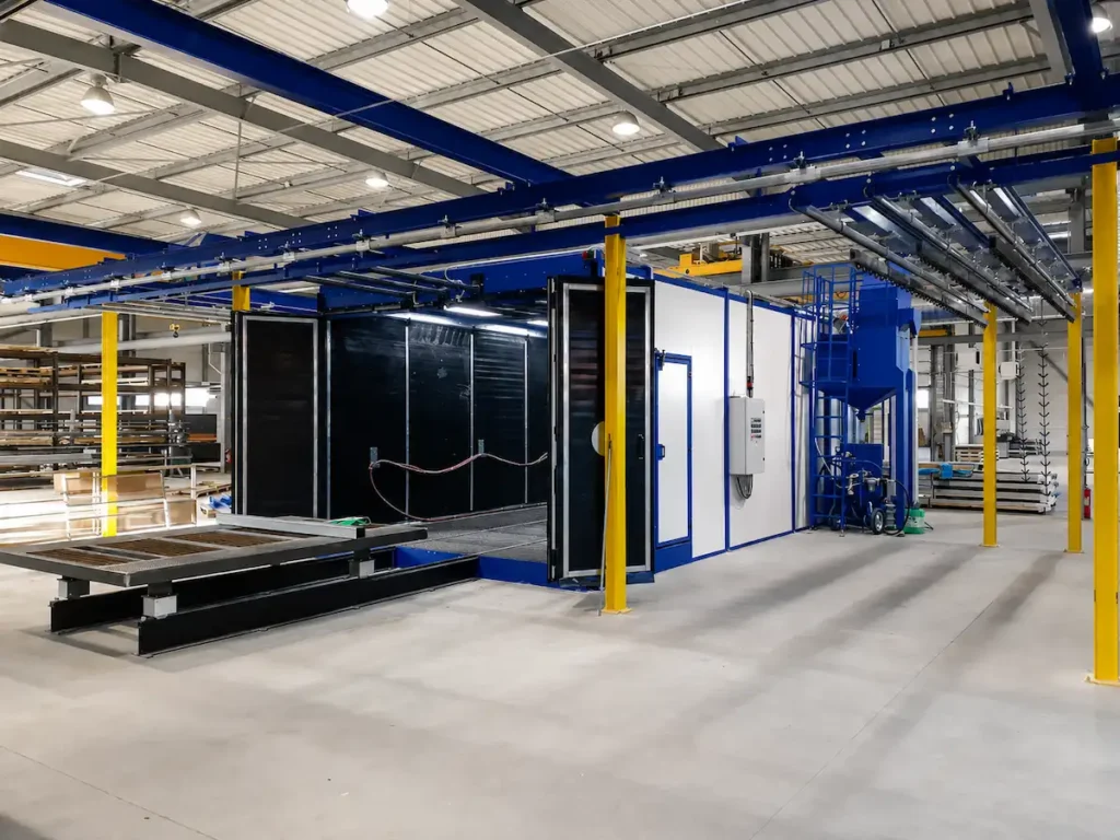 Intérieur d'une cabine de grenaillage - sablage Eurotherm BENELUX